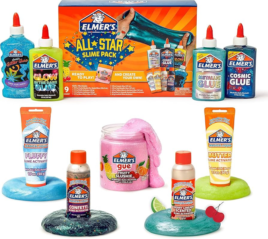 Elmer’s All-Star Slime Kit, Includes Liquid Glue, Slime Activator, and Premade Slime, 9 Count | Amazon (US)