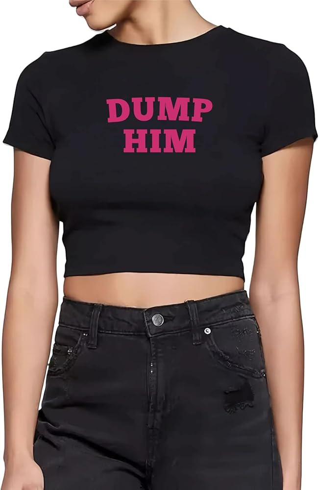 Dump Him Gaphic Crop Tshirt Women | Amazon (US)