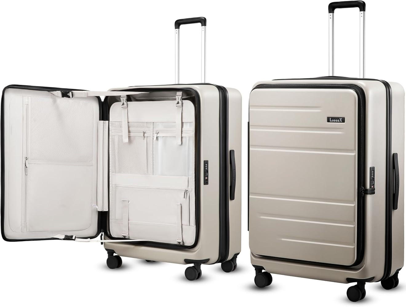 LUGGEX Checked Suitcase with Spinner Wheels, FLO5 Expandable Polycarbonate Hard Shell Suitcase wi... | Amazon (US)