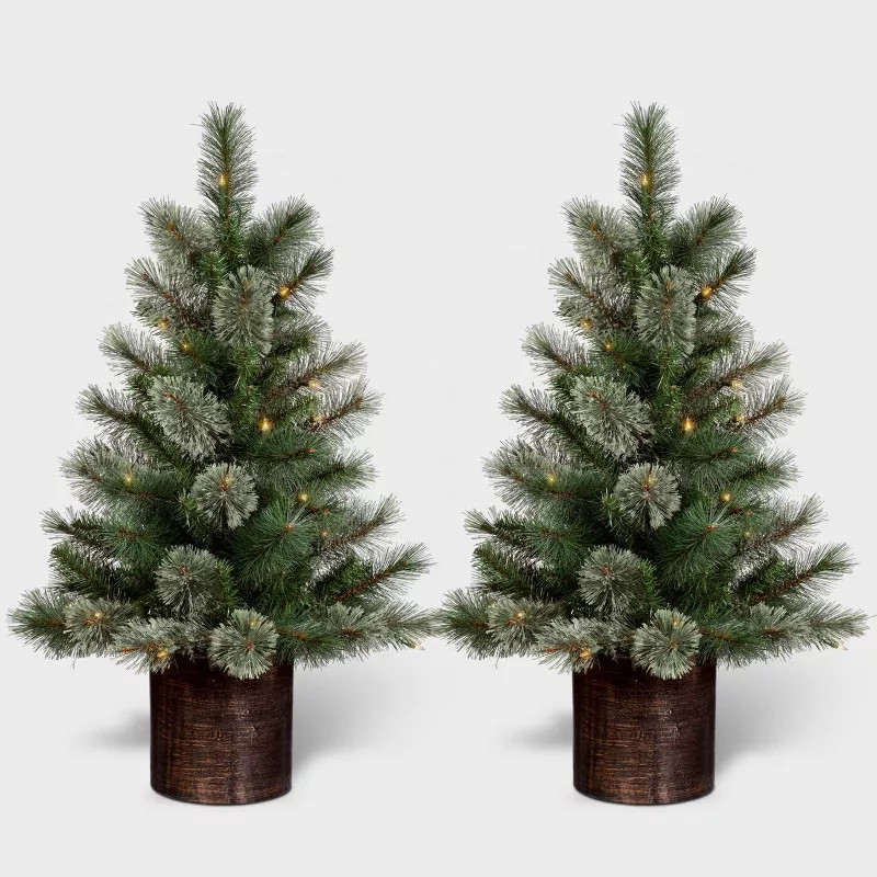 2pc 3' Pre-Lit Virginia Pine Artificial Christmas Tree Clear Lights - Wondershop™ | Target
