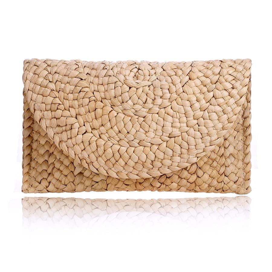 COOKOOKY Straw Clutch Handbag Summer Beach Straw Purse for Women woven Envelope Bag | Amazon (US)