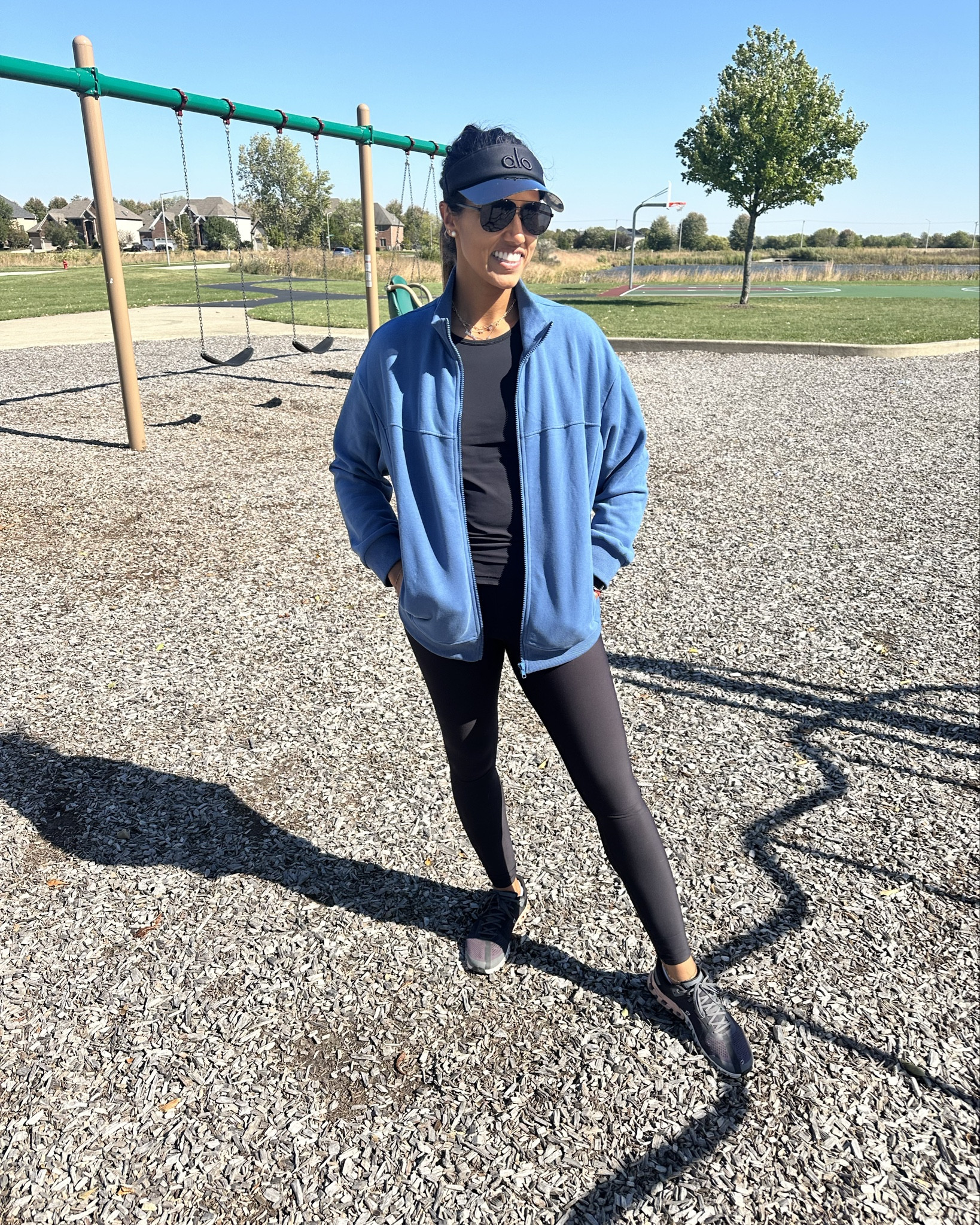 Obsessed with this jacket. The perfect length and warmth for this in between weather and temps. Mom park outfit! 

#LTKSeasonal #LTKFitness #LTKFindsUnder50