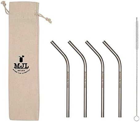 Short Thin Bent Stainless Steel Straws for Cocktail Glasses, Kids, Small Cups, or Half Pint Mason... | Amazon (US)