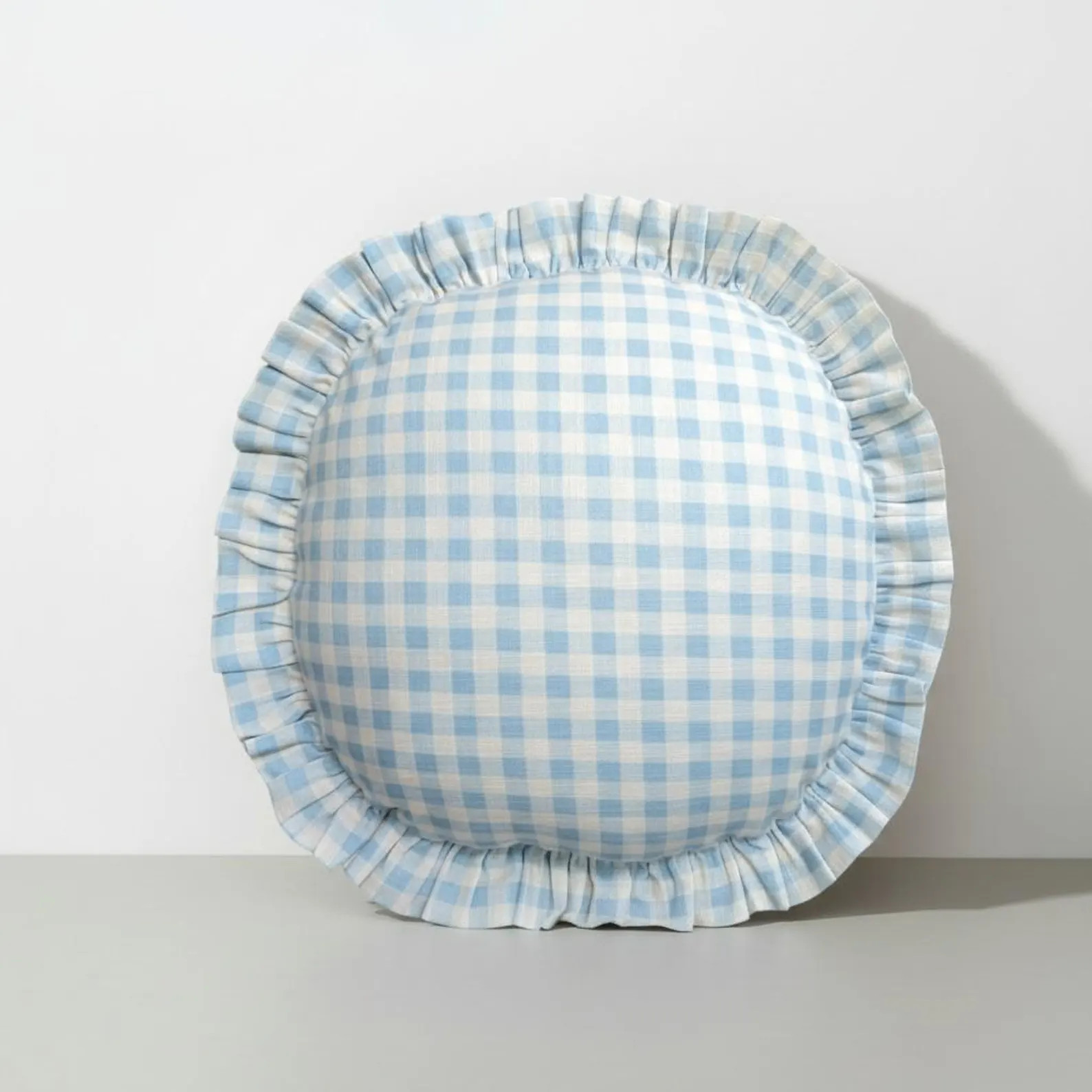 Gingham Round Ruffle Pillow - Plaid Chair Pad - Cottage Style Seat Cushion - Etsy Canada | Etsy (US)