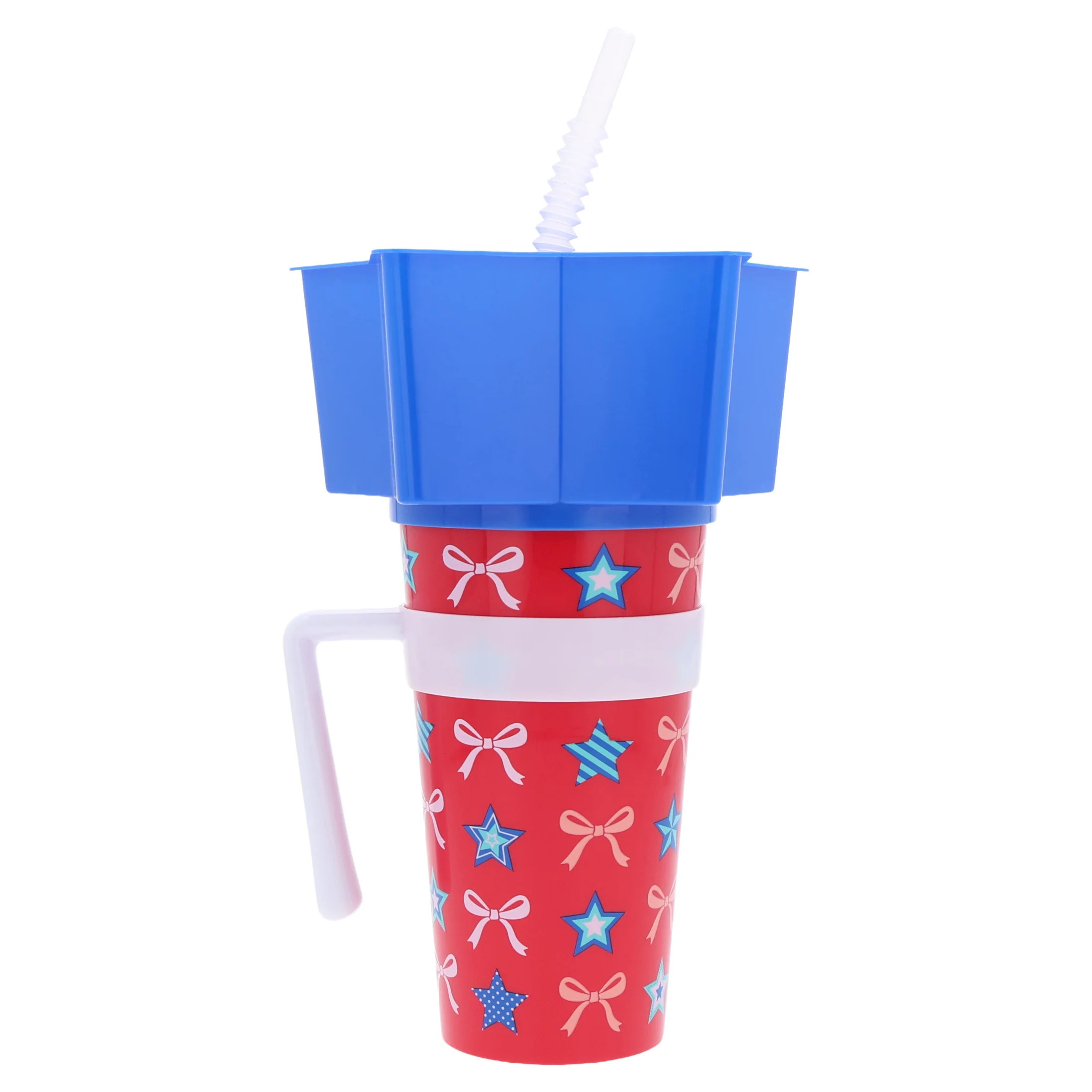 Star and Ribbon Plastic Stadium Tumbler with Star-Shaped Snack Bowl, Patriotic by Way To Celebrat... | Walmart (US)