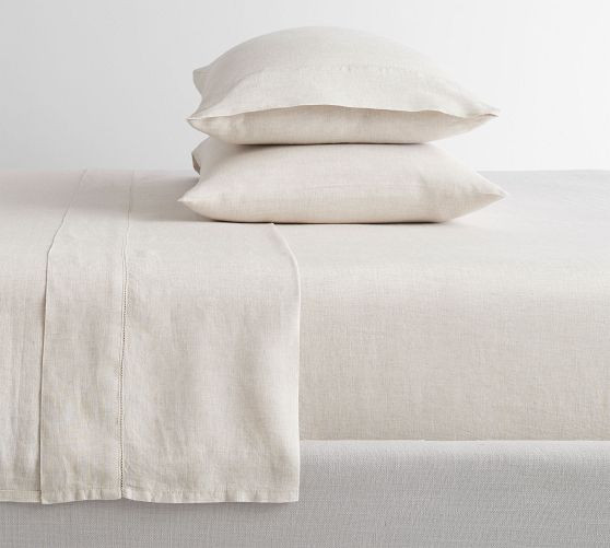 Belgian Flax Linen Hemstitch Sheet Set | Pottery Barn (US)