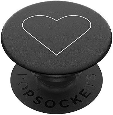 PopSockets PopGrip - Expanding Stand and Grip with Swappable Top - White Heart Black | Amazon (US)