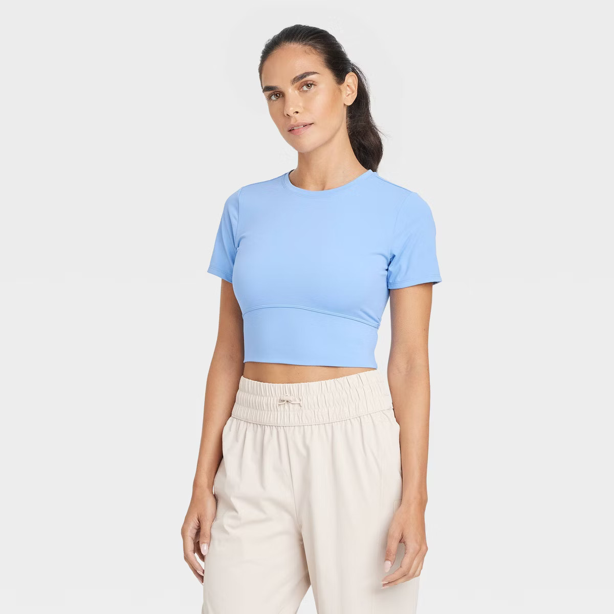 Women's Cropped Short Sleeve Shirt - JoyLab™ Black XS | Target