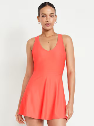 Matte Tie-Back Swim Dress | Old Navy (US)