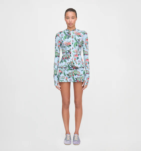 The Alexia Rashguard - Light Blue Jungle Floral | Hill House Home US