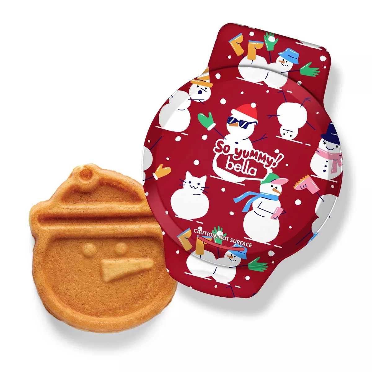 So Yummy by bella Mini Waffle Maker Snowman: Nonstick Aluminum, 400W, Christmas Red, 3.5" Grill, ... | Target