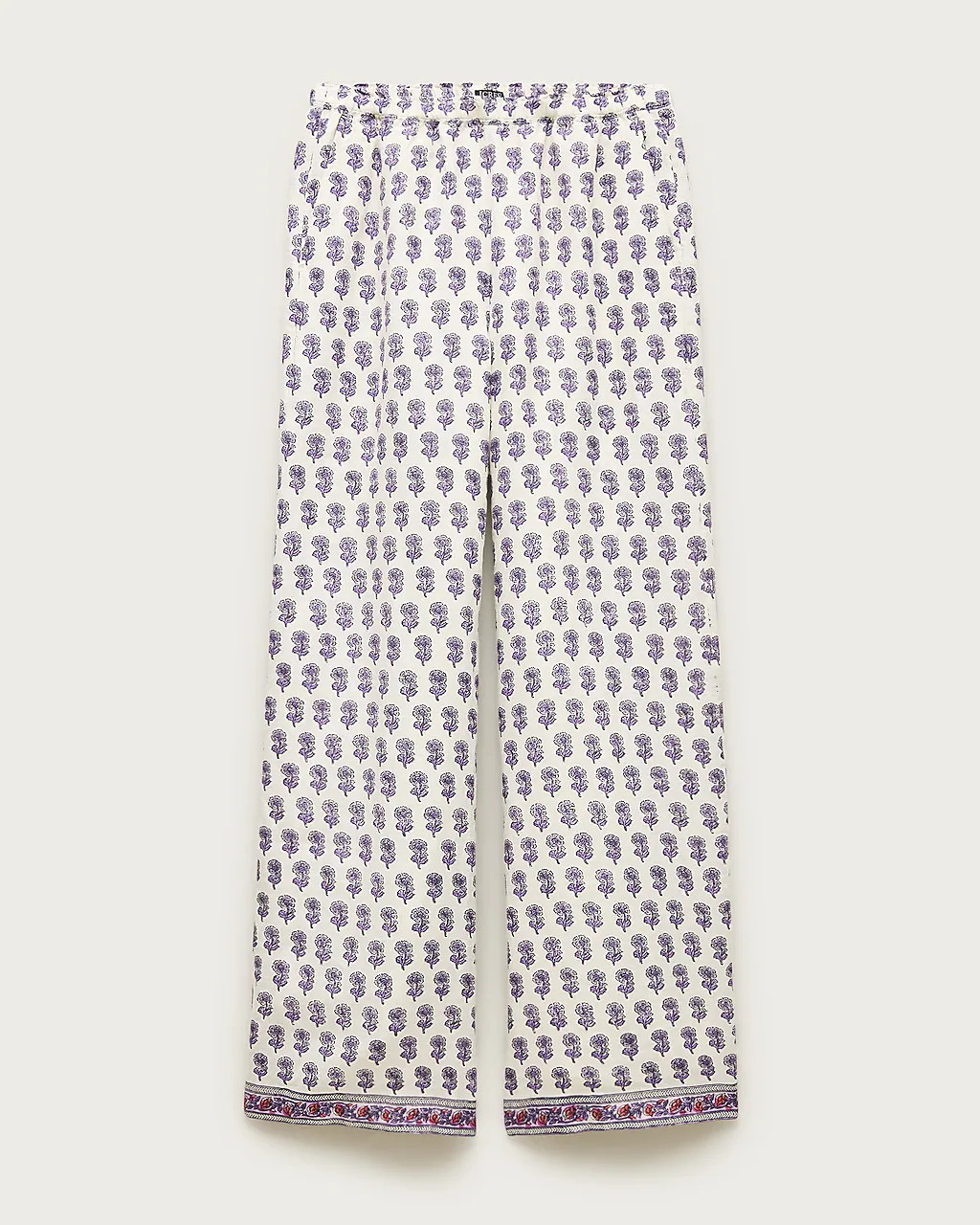 Wide-leg linen pant in lilac block print | J. Crew US