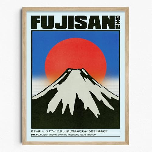 DROOL Wall Art Print, Contemporary Poster for Home Decor, Office, Bedroom or Living Room, Modern Illustration Artwork, Gallery Wall Decor, Graphic Design Print, Natural Frame, Fujisan, A4 Size | Amazon (US)