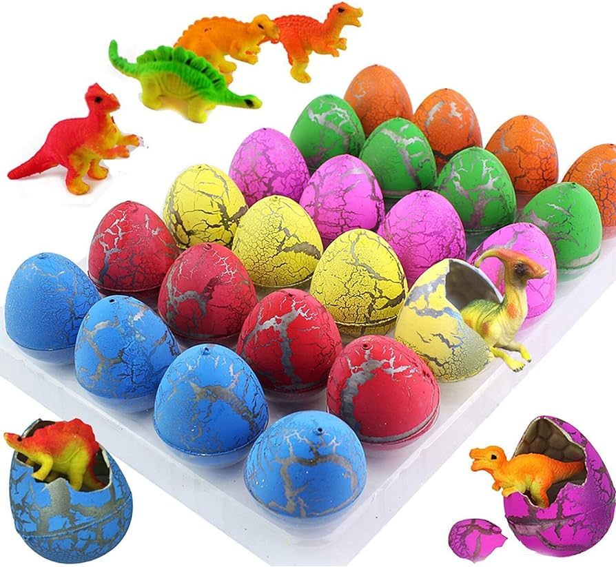 24Pcs Easter Dinosaur Eggs Dinos Egg Toys Grow in Water Easter Basket Stuffers, Hatch Egg Crack S... | Amazon (US)