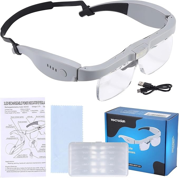YOCTOSUN Magnifying Glasses with Light, Head Magnifier Glasses with 5 Detachable Lenses 0.75X-4.0... | Amazon (US)