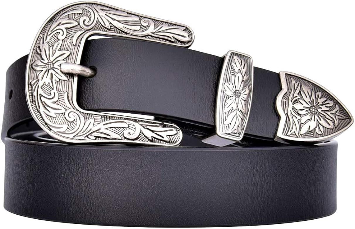 Ladies Vintage Western Leather Belts for Women Genuine Leather Belt | Amazon (US)