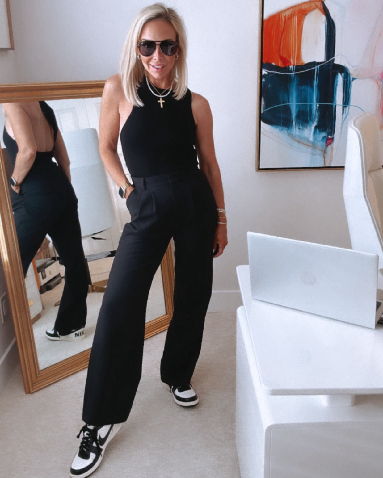 *ONLY ONE FENDI BELT LEFT!* I’ve dreamed 💭about this outfit and sharing it with you girls for a LONG time 😍

I’ve paired an INCREDIBLE black top that has the side/back out that is a stunning piece to have in your summer closet with my favorite Abercrombie dress pants and 3 different shoe options. 

I am wearing a small in the top, 2 in the pants and I’m a 9 in the shoes EXCEPT FOR THE NIKES - THEY ARE MENS so, I’m a 7.5 instead of a 9! 

This outfit can be worn so many different ways and paired with so many different accessories and is truly the essence of effortlessly chic. 👏👏👏

You MUST get this fit before it’s gone and you get 3 shoe options to chose from!

Also linking belt options I have and LOVE - they really jazz up an outfit with such a simple accessory! 

Happy shopping, ladies!! 🖤

Xoxo,
CeCe 🙏🤩

#LTKWork #GoodVibes #GetItBeforeItsGine #LTKMidSize  #Accessories #LTKWorkWear   #LTKSummer #LTKSummerTrends #CorMyerStyle #LTKMidSize  #AllBlack #LTKAllBlack #Sneakers     

#LTKFamily #LTKStyleTip #LTKOver40 #LTKBump #LTKTravel #LTKU #LTKSeasonal #LTKKids #LTKParties #LTKShoeCrush #LTKFindsUnder100 #LTKHome #LTKBeauty #LTKVideo #LTKPlusSize #LTKActive