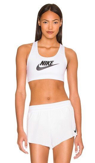 Nike Swoosh Sports Bra in White. - size S (also in XS) | Revolve Clothing (Global)