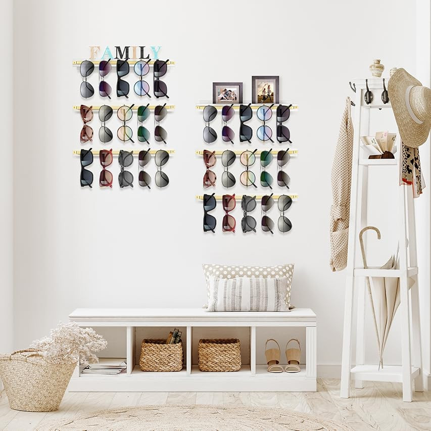 Mkono Sunglasses Organizer Hanging Glasses Storage Holder for Wall and Door Metal 2 Tier Eyeglasses  | Amazon (US)