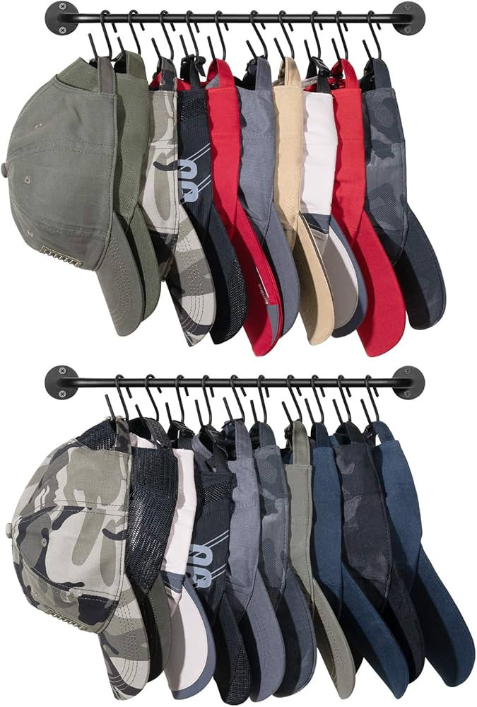Mkono Hat Rack for Wall Baseball Cap Organizer Hanger with 20 Hooks Modern Metal Hat Holder Wall-... | Amazon (US)