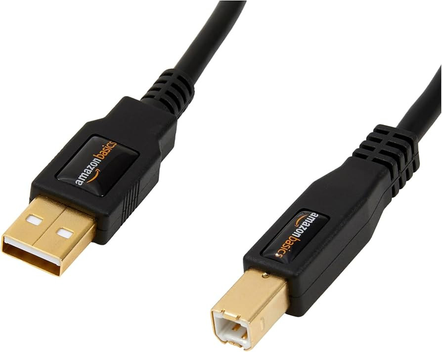 Amazon Basics USB-A to USB-B 2.0 Cable with 480 Mbps Transfer Speed for Printer or External Hard Drive, Gold-Plated Connectors, 6 Foot, Black | Amazon (US)