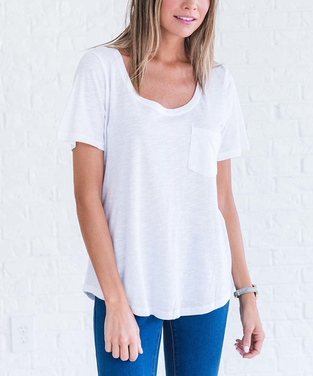 White Pocket Tee | zulily