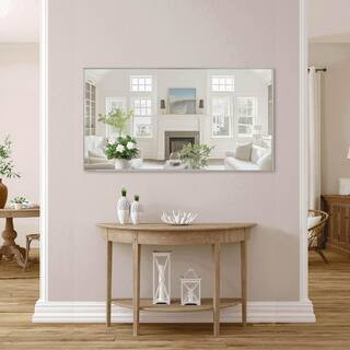 Silver 55.00 in. W x 30.00 in. H Modern Rectangle Aluminium Framed Wall Mirror | The Home Depot