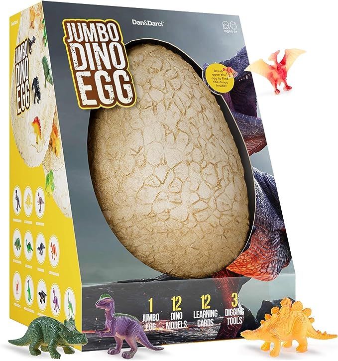 Jumbo Dino Egg - Unearth 12 Unique Large Surprise Dinosaurs in One Giant Filled Egg - Discover Di... | Amazon (US)