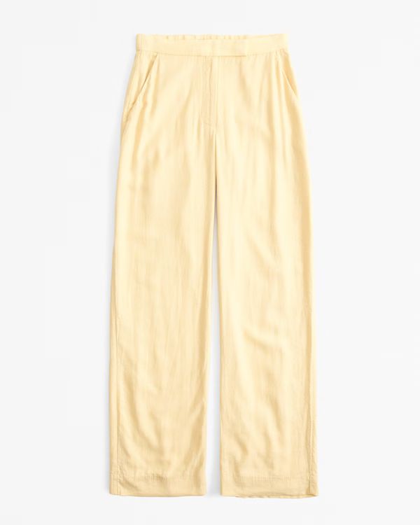 Women's Linen-Blend Tailored Straight Pant | Women's New Arrivals | Abercrombie.com | Abercrombie & Fitch (US)