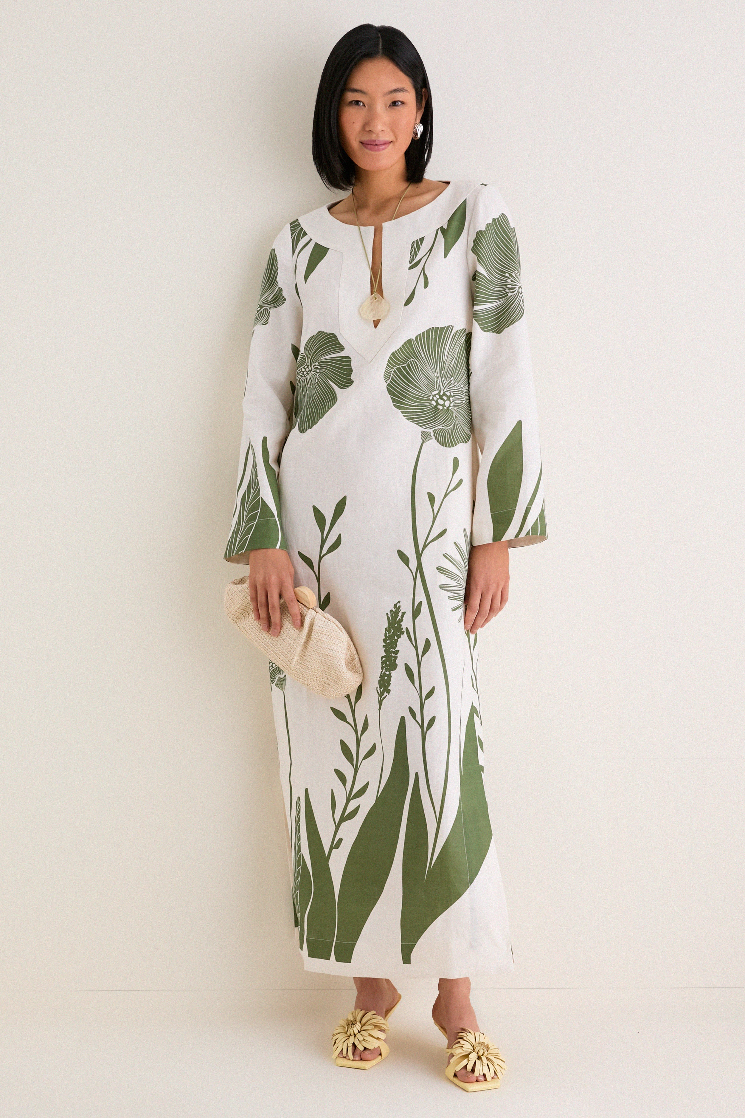 Green Floral Border Que Energia Tunic Dress | Tuckernuck (US)