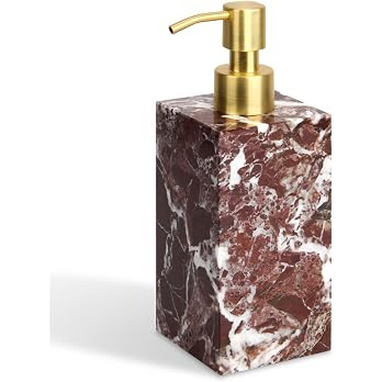 Natural Marble Soap Dispenser, Rosso Lepanto, Rectangular Bottle | Amazon (US)
