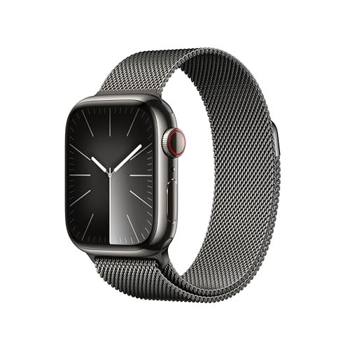 Apple Watch Series 9 [GPS + Cellular 41mm] Smartwatch with Graphite Stainless Steel Case with Graphite Milanese Loop. Fitness Tracker, ECG Apps, Always-On Retina Display | Amazon (US)
