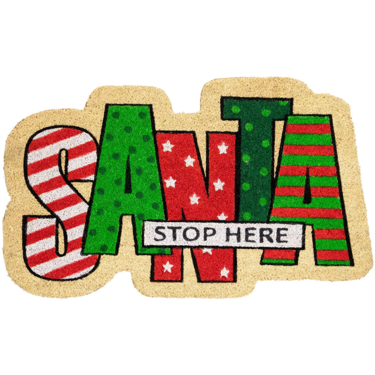 Northlight Red and Green "Santa Stop Here" Outdoor Christmas Doormat 18" x 30" | Target
