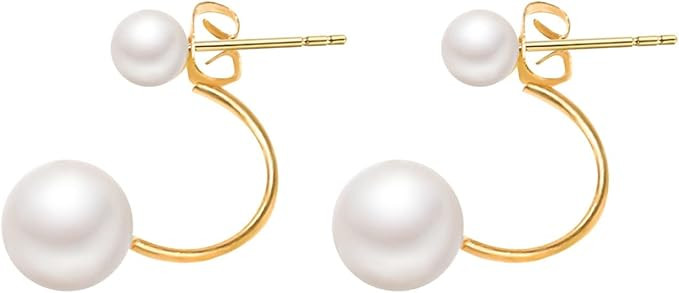 Double Pearl Arc Earrings Thin Dangle Gold Elegant Pearl Arc Earrings Wedding Women Accessories J... | Amazon (US)