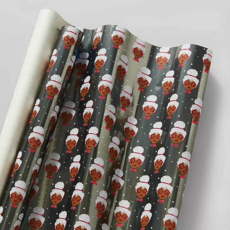 25 sq ft Mrs. Claus Gift Wrap Silver - Wondershop™ | Target