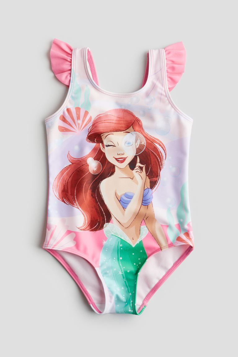 Printed Swimsuit - Sleeveless - Pink/The Little Mermaid - Kids | H&M US | H&M (US + CA)