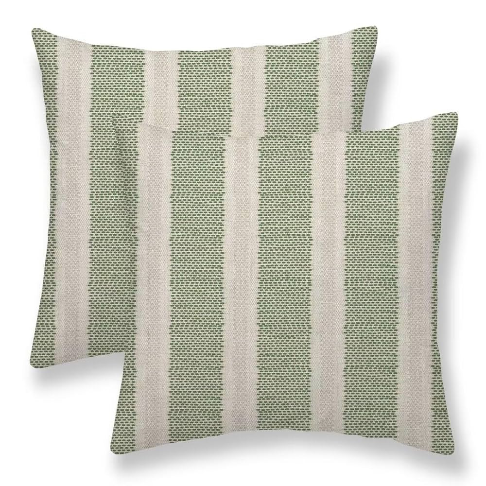 Sage Green Polka Dot Pillow Covers 18 x 18 Inch Set of 2 Boho Striped Decorative Outdoor Throw Pi... | Amazon (US)