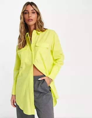 River Island oversized utility shirt in lime | ASOS (Global)