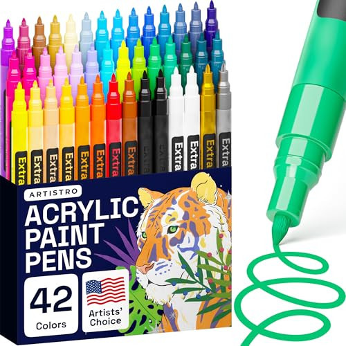ARTISTRO 42 Acrylic Paint Pens, Art Set Acrylic Paint Markers, Fabric Markers for Textile, Canvas, Rock, Glass, Wood, Paper, Pumpkin, DIY, Paint Markers for Kids and Adults | Amazon (US)