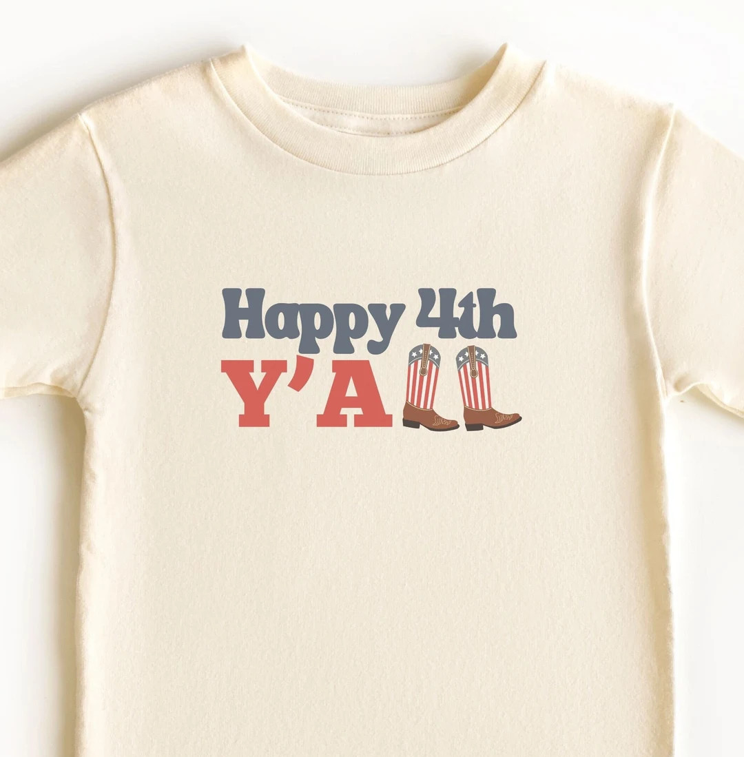 Fourth of July Toddler Shirt for 4th of July Western Tshirt Happy 4th Y'all Tee for Toddler Fourt... | Etsy (US)