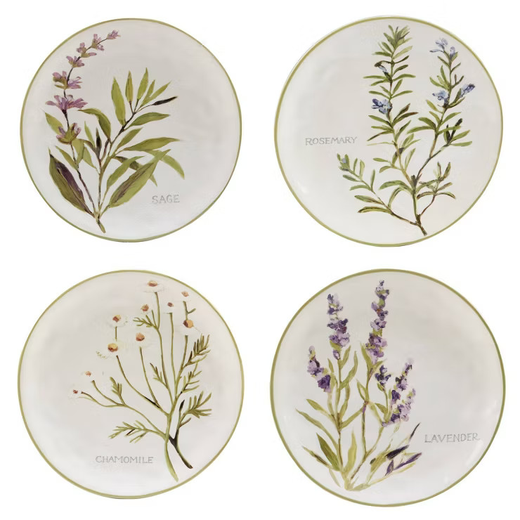 Set of 4 Fresh Herbs Salad Plates - Certified International | Target