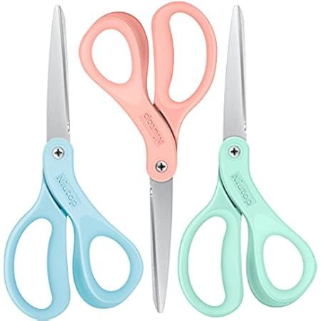 Scissors, iBayam 8" Multipurpose Scissors Bulk 3-Pack, Ultra Sharp Blade Shears, Comfort-Grip Handle | Amazon (US)