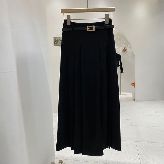 DIYI - High Waist Plain Pleated Midi A-Line Skirt | YesStyle Global