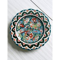 Decorative Glazed Ceramic Plate, Multi-Colored Floral Patterns, Traditional Oriental Style, Handicraft Piece, Wall Decoration | Etsy (US)