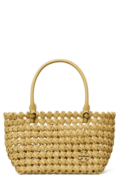 Tory Burch McGraw Woven Leather Satchel in Beeswax at Nordstrom | Nordstrom