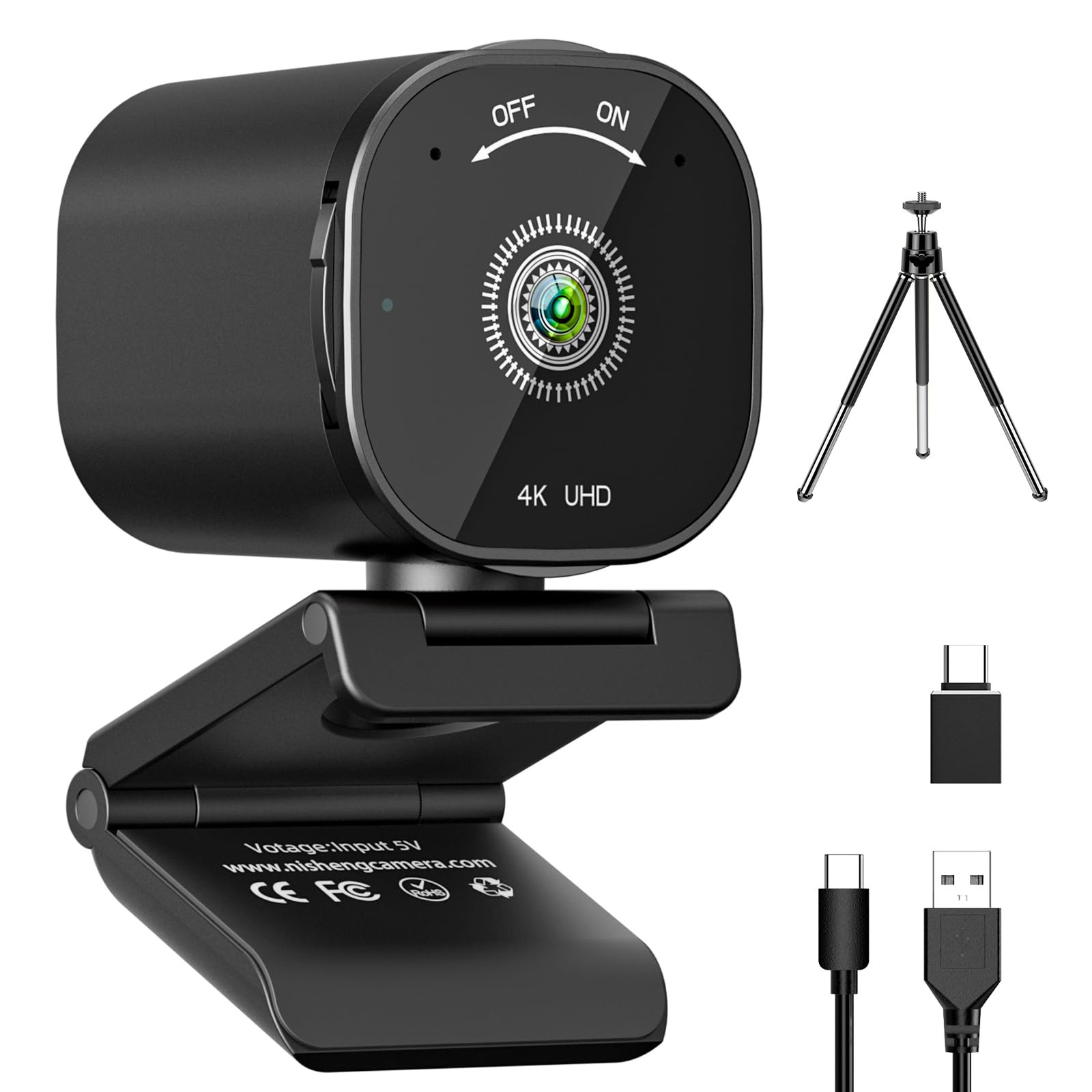 Nisheng 4K Webcam, AutoFocus USB Camera with Dual AI Noise-Cancelling Mics, 4K Webcam for PC with... | Amazon (US)
