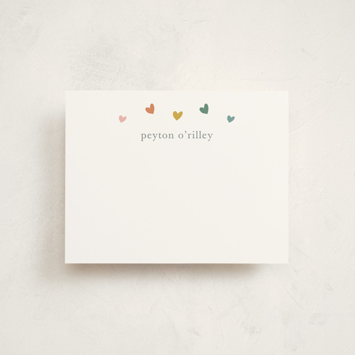 "Rainbow Hearts" - Customizable Children's Stationery in Pink by Stacey Meacham. | Minted