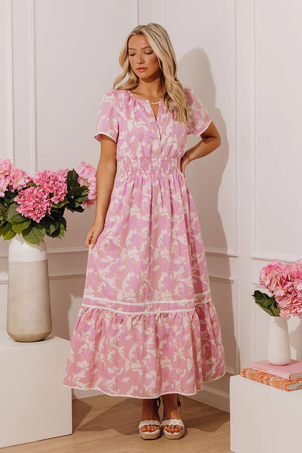 Santorini Bliss Floral Maxi Dress in Violet | Impressions Online Boutique