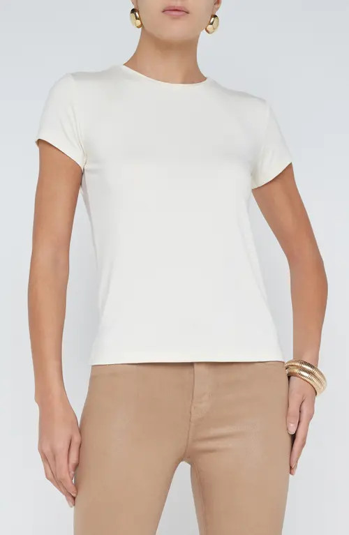 L'AGENCE Ressi Crewneck Short Sleeve T-Shirt in Vintage White at Nordstrom, Size Large | Nordstrom