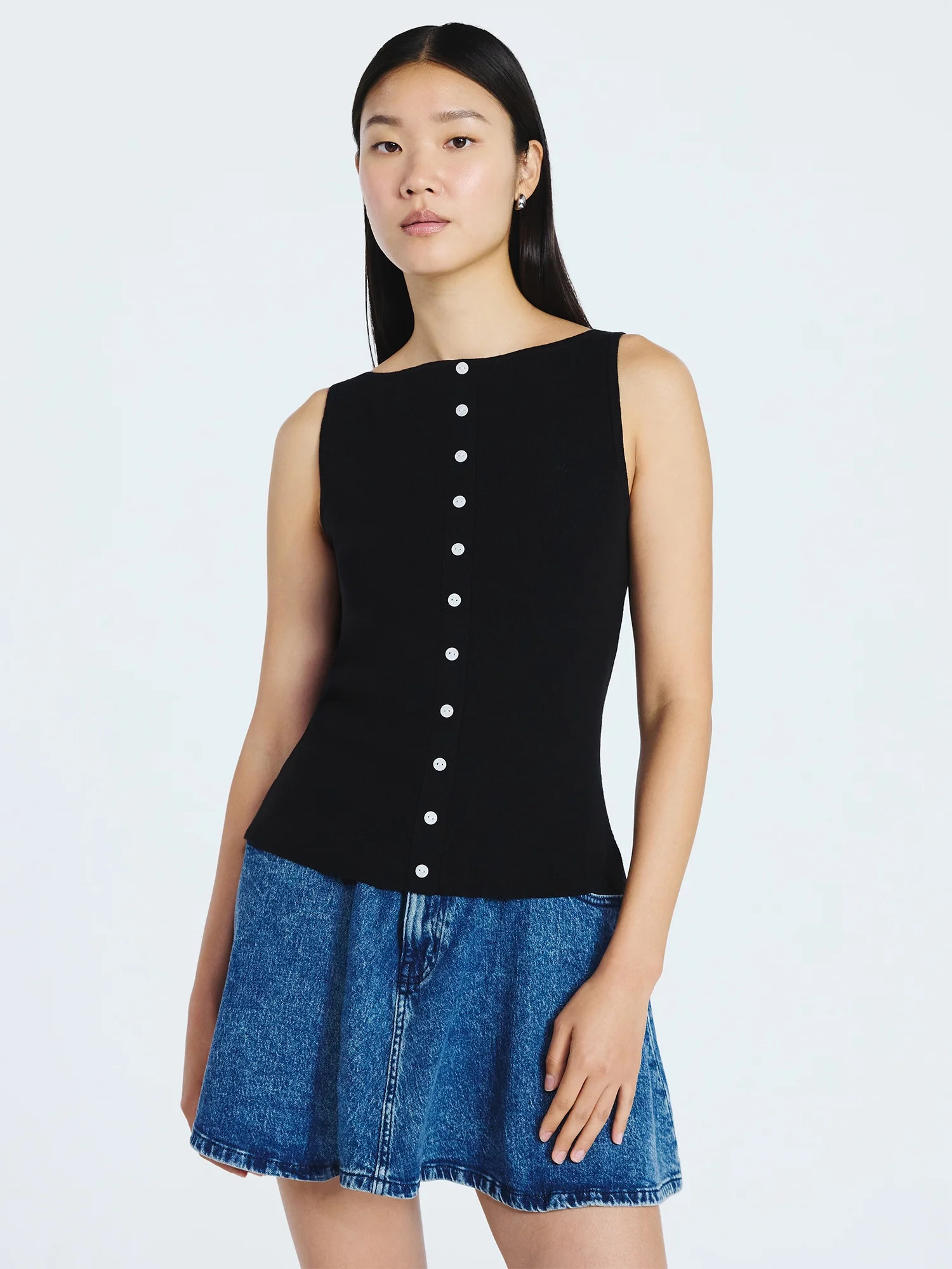 Scoop Women's Sleeveless Button Front Cardigan Sweater, Lightweight, Sizes XS-XXL | Walmart (US)